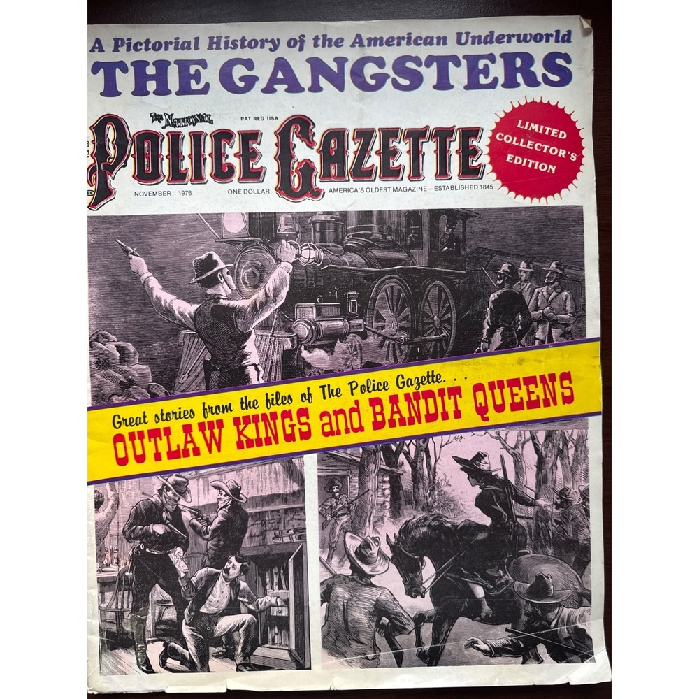 Vintage 1976 NOVEMBER THE NATIONAL POLICE GAZETTE MAGAZINE - THE GANGSTERS